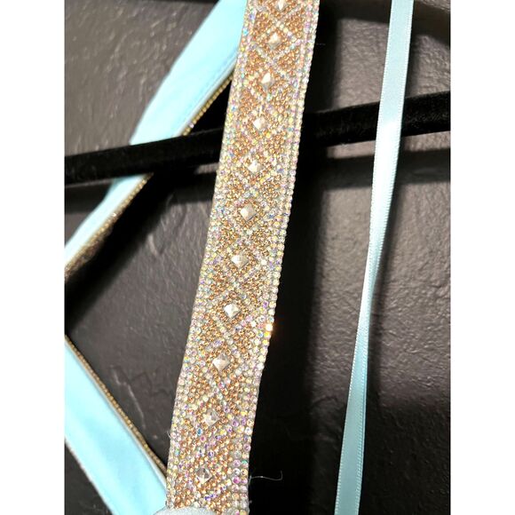 Betsy & Adam Crystal Crossed Strap Cowl Back Gown Sz 12 - Picture 7 of 15